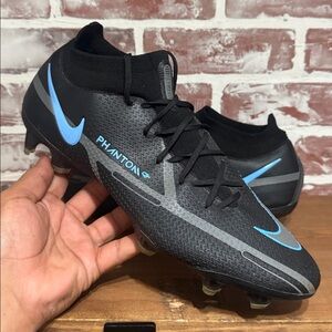 Nike Phantom GT2 Elite DF FG Men Sz 12.5 Black Blue Firm Ground Soccer Cleats